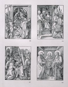 「小さな情熱」シリーズ（時計回り）：Ecce Homo;手を洗うピラト;十字架を負うキリスト。セントベロニカとスダリウムの間。ピーターとポール、1510年、パブ。 1511